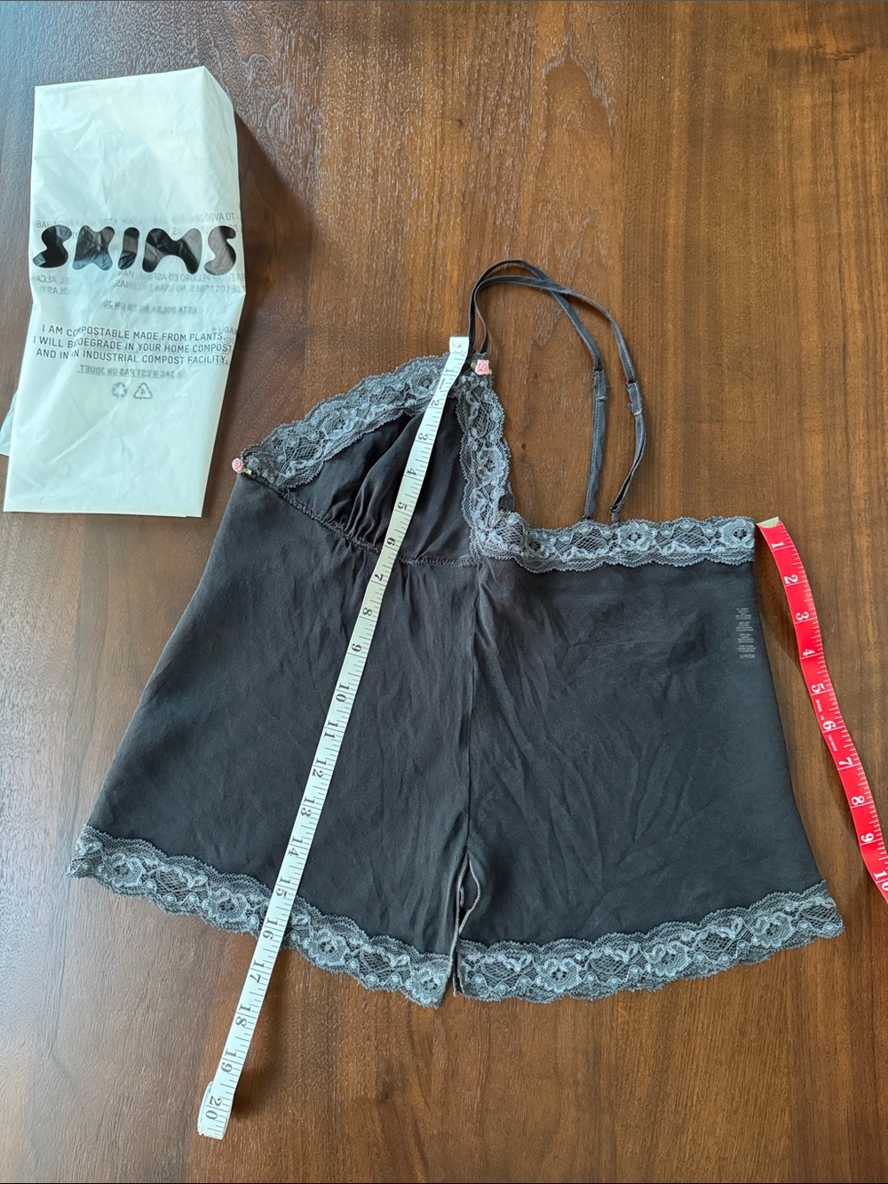 SKIMS 100% SILK ROMANCE LACE TRIANGLE CAMI CAMISOLE ONYX MULTI S TP-CAM-6946W - Picture 11 of 16